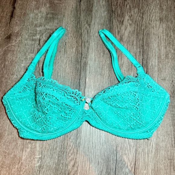Free People Intimately “Tres Jolie” Lace Underwire Bra | 32D | Teal - Picture 1 of 4